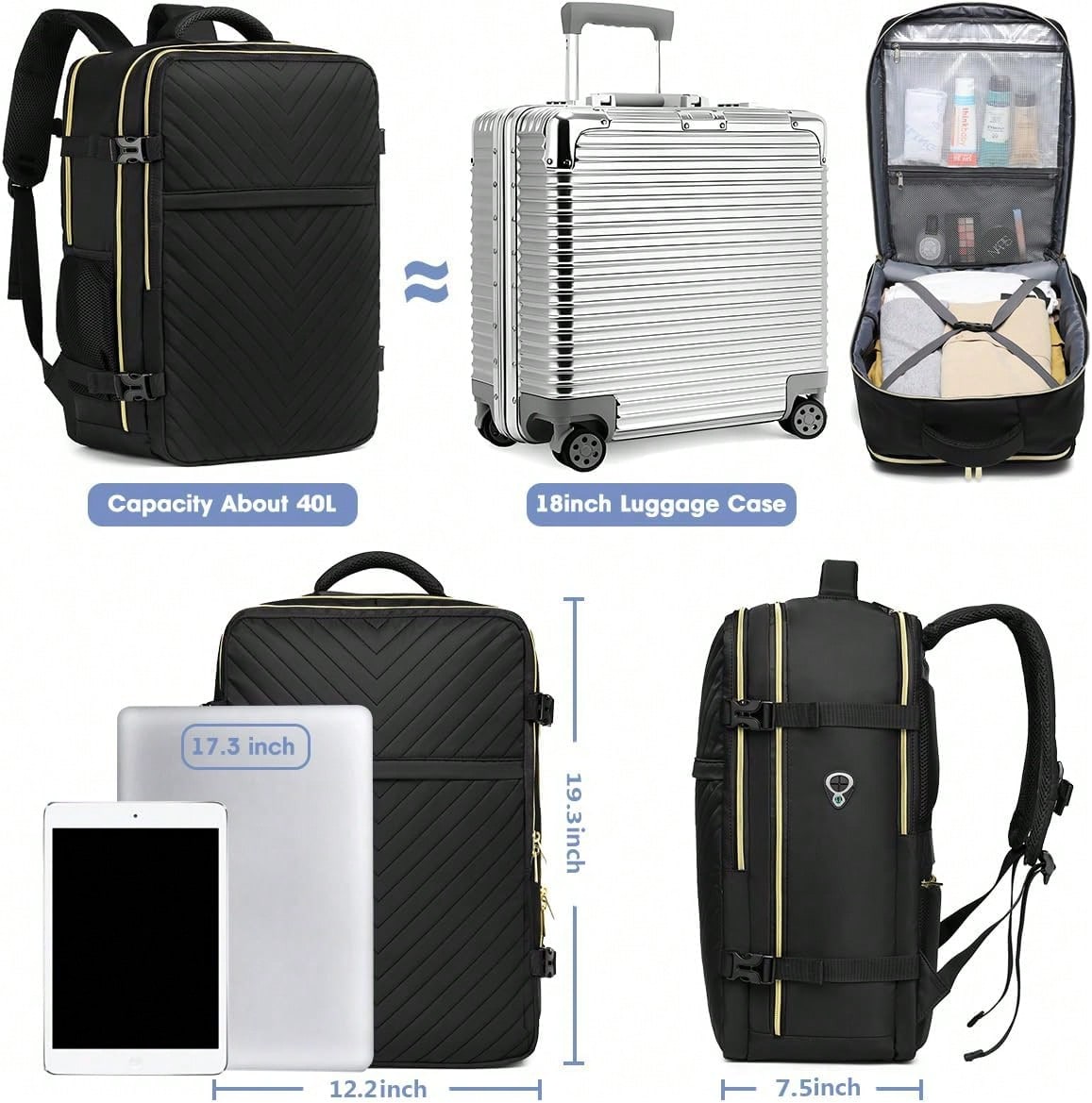 대형 기내용 여행 백팩 - 여성 남성용 비행기 탑승 가 - Travel Backpack Anti Theft 리뷰 및 가격