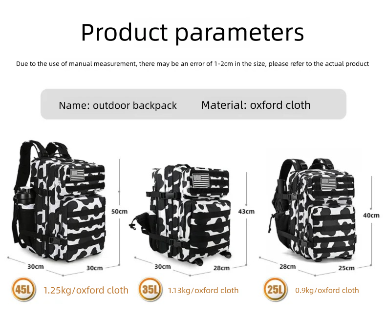 45L/35L/25L 전술 배낭 몰리 아웃도어 스포츠  - Hiking Backpack Waterproof 리뷰 및 가격
